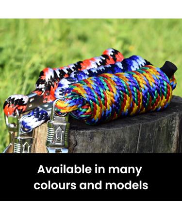 Shop Connection Trick for Horses & Ponies - 2m Hard PP Rope with Classic Carabiner Hook (Pink/Marine/White) - Buy Online on GoSupps.com