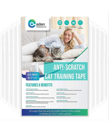 EDP Cat Scratch Training Deterrent Tape, Clear Double Sided 10XL 17x12'' Sheets. Cat Furniture Protector, Cat Couch Protector, Cat Sticky Paws Tape for Furniture, Cat Anti-Scratch Pad for Sofa Corners