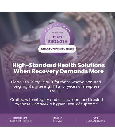 SIERRA LIFE SCIENCES 60 mg High Dosage Melatonin in Easy-to-Swallow Capsules - 120 Servings - Buy Online on GoSupps.com