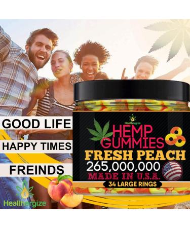 Premium Hemp Gummies-Fresh Peach Rings Gummy-Natural Hemp Oil Infused-Full Tasty Flavor-Best for Peace and Relaxation-Great Party Candy-Made in USA BREEZY PEACH - Buy Online on GoSupps.com