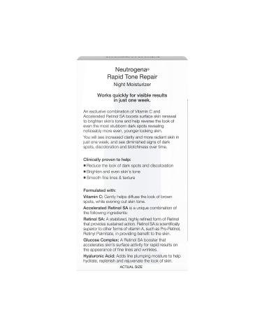 Neutrogena Rapid Tone Repair Night Cream with Retinol, Vitamin C, and Hyaluronic Acid 1 fl. oz - Anti Wrinkle Face and Neck Moisturizer - Buy Online on GoSupps.com