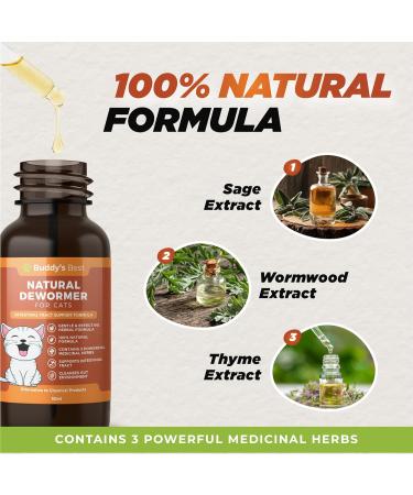 Natural Dewormer for Cats | Herbal Blend with 3 Powerful Medicinal Herbs | 100% Natural | Supports Gut & Intestinal Health | Gentle Yet Effective - Buy Online on GoSupps.com