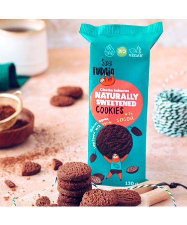  SUPER FUDGiO SUPER FUDGiO Organic Cookies | Organic Vegan Naturally Sweetened Agave Cookies Palm Oil Free | Healthy Nibbling | 130g - Buy Online on GoSupps.com