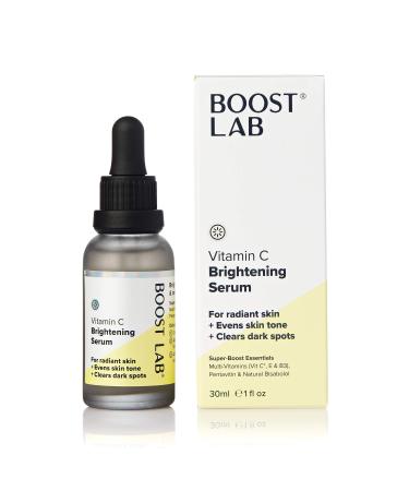 BOOST LAB Vitamin C Brightening Serum for Men & Women Radiant Skin & Face Evens Skin Tone Clear Dark Facial Spots- Simple Pure & Potent- Paraben Sulphate Fragrance & Cruelty Free- 30 ml (1 fl oz)