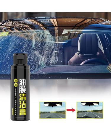 Car Windshield Oil Film Cleaner - 3.38oz Glass Stripper Water Stains Remover | Front Windshield Cleaning Balm with Sponge for Bird Droppings - Buy Online on GoSupps.com
