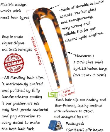 2 Pack Celluloid U-Shape Hairpins - French Style Hair Forks for Women & Girls - Ivory Tokyo - Buy Online on GoSupps.com
