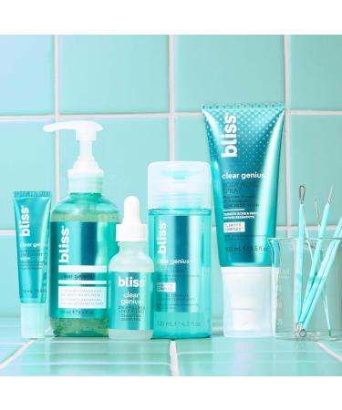 Bliss Acne-Prone Skin Bundle - Clear Genius Toner Body Spray Spot Treatment BHA Salicylic Acid and Clarifying Peel & Cleanser - Buy Online on GoSupps.com