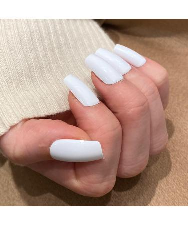 Buy Novo Ovo White Holographic Press-On Nails - Angular Artificial Fingernails with Glue | International Shipping Available - Buy Online on GoSupps.com