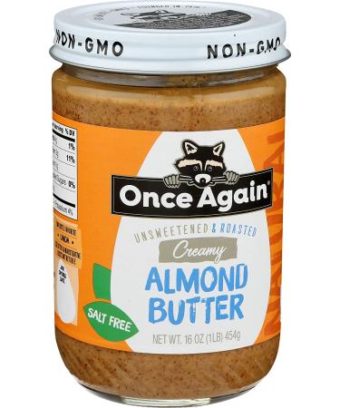 Once Again Natural Creamy Roasted Almond Butter - Unsweetened & Salt-Free - 16 oz - Buy Online on GoSupps.com