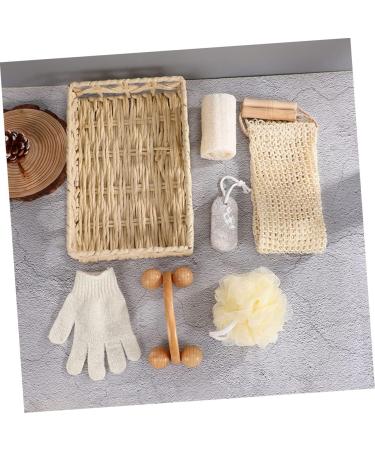 Hemoton Bath Flower Set - Body and Foot Scrubber in Rectangular Basket | 30x20cm - Buy Online on GoSupps.com