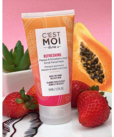 C'est Moi Refreshing Papaya & Strawberry Seed Scrub Facial Mask | Hydrate & Balance Skin | Non-Toxic EWG Verified 1.7 oz - Buy Online on GoSupps.com