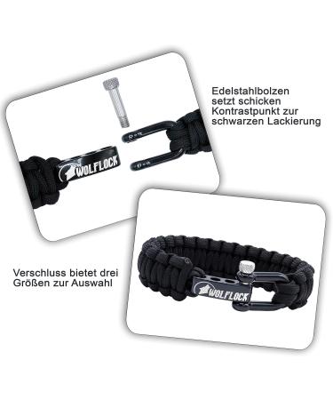 Wolflock Premium Black Paracord Bracelet for Men Hand-Braided with Stainless Steel Clasp | International Shipping - Buy Online on GoSupps.com