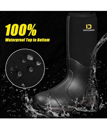 Drycode Rubber Boots | Waterproof 6mm Neoprene | Durable Outdoor Rain Boots | Graphite Black | Size 5-14 - Buy Online on GoSupps.com