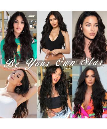 BARSDAR Clip In Extensions - 5 PCs Long Wavy Thick Natural Soft Synthetic Hair - Darkest Brown 45 cm for Women & Girls - Buy Online on GoSupps.com