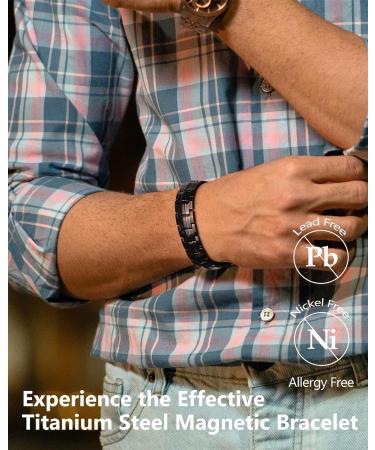 Jeracol Titanium Steel Magnetic Bracelet for Men | Double Row Strength Magnets | Free Links Removal Tool | Gift Box | A-Black - Buy Online on GoSupps.com