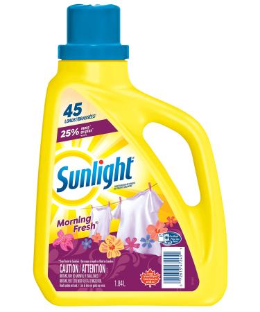 Sunlight Detergent Morning Fresh (45 loads 1.84L) with Concentrated Formula Laundry Detergent Liquid for Exceptional Cleaning and Stain Remover to Brighten Laundry Yellow