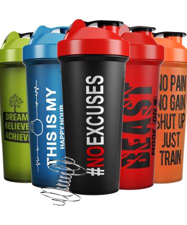 JEELA SPORTS Protein Shaker Bottles 5 Pack - 24 Oz