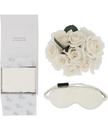 Violette8 Luxury Silk Sleep Mask for Women - 100% Pure Mulberry Silk Eye Mask, White 25 Momme, Lined in Black Silk - Buy Online on GoSupps.com