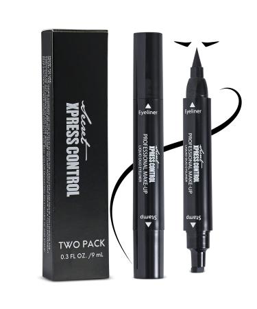 Secret Xpress Control Winged Eyeliner Stamp Waterproof Long Lasting Liquid Black Pen Cat Eye Matte Eye Makeup (Black - 2 Pack)