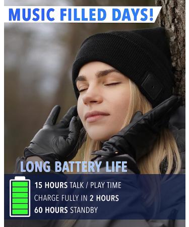 Foxelli Bluetooth Beanie - Wireless Hat with Headphones for Men & Women in Black - Buy Online on GoSupps.com