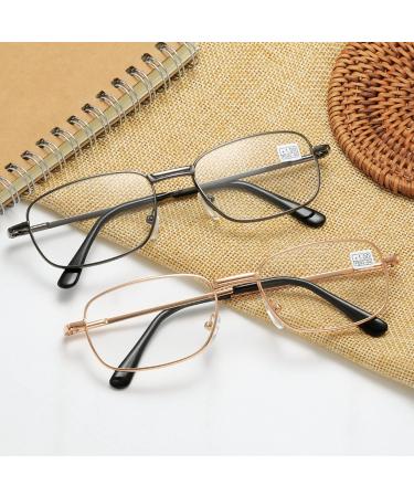 Buy Stylish Reading Glasses for Men & Women | Metal Rectangular Frame with Comfort Spring Hinge & Strap | Gold 1.5 Diopters - Shop Internationally - Buy Online on GoSupps.com