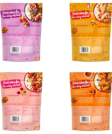 Just Live a Little Gluten Free Granola | 4 x 360g packs | Vegan Granola No Added Sugar (A Mixed Taster Pack) - Buy Online on GoSupps.com