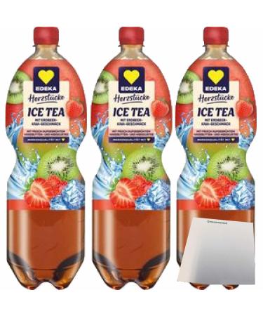usy Lot de 3 bouteilles pour EDEKA Th glac fraise et kiwi (3 bouteilles pour animaux de compagnie de 1 5 l) + bloc usy