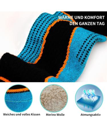 Thermo Merino Wool Ski Socks for Men & Women Breathable Compression Knee Socks (2 Pairs Blue-Orange) - Buy Online on GoSupps.com