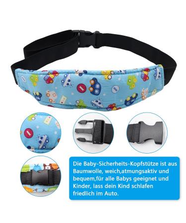 Abnaok 2pcs Child Seat Head Holder & Headband - Adjustable Blue Buckle Headrest for Comfortable Car Sleep - Buy Online on GoSupps.com