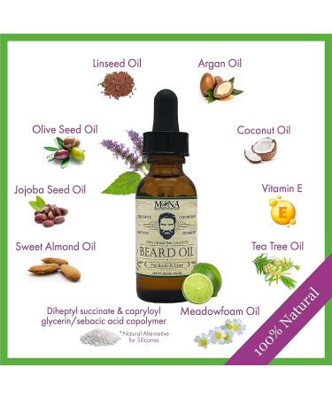 MONA Pure Herbal Beard Oil - 100% Natural Hair Growth Treatment | Thickens, Conditions, Softens, and Hydrates | Frizz-Free Hair & Nourished Skin | Patchouli & Lime 1.0 Fl Oz - Buy Online on GoSupps.com