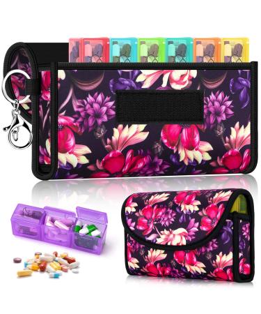 BVYA Pill Organizer Case Weekly Travel Pill Case Medication Reminder for 3 Times A Day 7 Days a Week-includes Printed Neoprene Carrying Case & A PVC Vaccine Card Protectors
