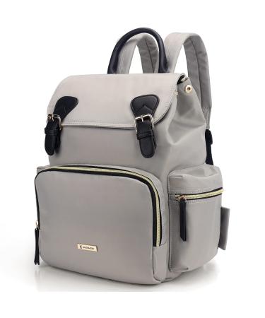 Diaper Bag Backpack, VS VOGSHOW Multifunction Stylish Travel Baby Bag with Crossbody Strap, Durable Large Maternity Nappy Bag Gray