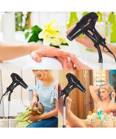 Adjustable 360 Rotation Hair Dryer Holder Stand - Hands-Free Heavy Duty Silver Stand Up Hairdryer Holder - Buy Online on GoSupps.com