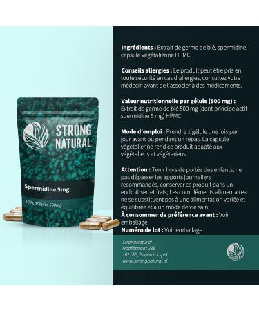 Strong Natural | High Dose Idin Capsules | 5mg idine Per Daily Dose | 120 Capsules | Wheat Germ Extract idine Content | Lab Tested - Buy Online on GoSupps.com
