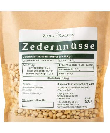 Siberian Cedar Nuts Peeled 500g - Wild Collection Raw Food from Russia - Organic & Untreated - Buy Online on GoSupps.com