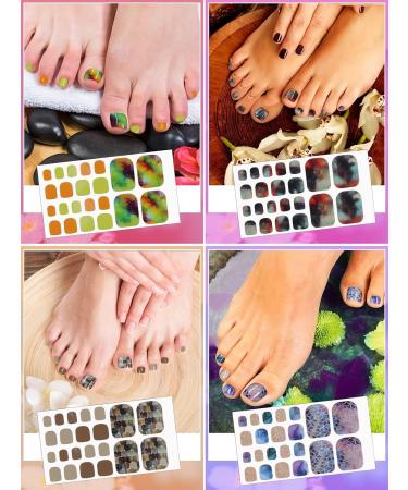 Kalolary Marble Toenail Stickers - 12 Sheets Self-Adhesive Nail Art Decals with Nail File | Perfect for Footnail Design & International Shipping - Buy Online on GoSupps.com