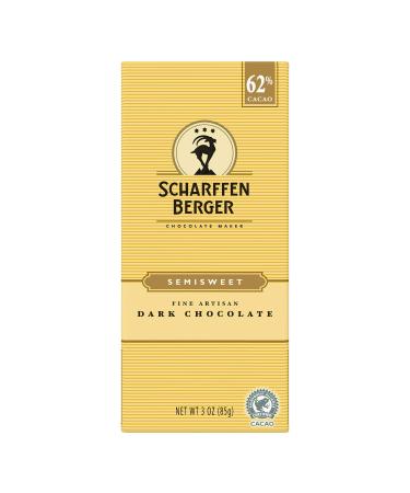 Scharffen Berger Dark Chocolate Bar, 3-ounces (Pack of 6) Semisweet Dark Chocolate
