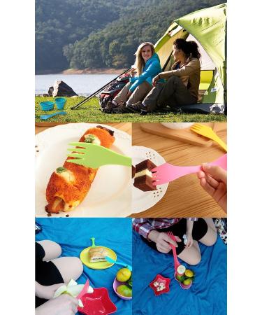Ecoart Silicone Collapsible Bowl Cup Set with Spork - Ideal for Outdoor Camping, Hiking, and Travel - Set of 3 - Buy Online on GoSupps.com