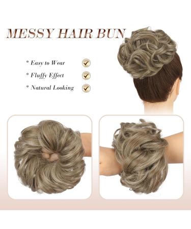 Fine Hair Parts with Rubber Band | Large Dutt Hair Tie & Extensions for Women | Caramel Brown & Ash Blonde - 55g - Buy Online on GoSupps.com