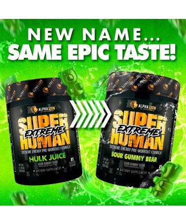 ALPHA LION Superhuman Extreme High Stim Pre Workout Powder Beta Alanine L-Taurine & 356mg Tri-Source Caffeine for Sustained Energy Nitric Oxide & Citrulline for Pump (21 Servings Sour Gummy Bear) - Buy Online on GoSupps.com