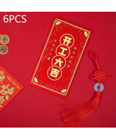 perfk 6X Chinese New Year Red Envelopes Hongbao Traditional 2024 Dragon Best Wishes Gifts Spring Festival Envelopes for Birthday Style G - Buy Online on GoSupps.com
