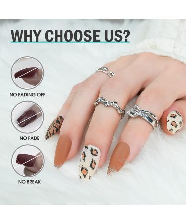 Jofay Fashion Salon Short Almond Press on Nails Vintage Acrylic Fake Nail Tips - Matte Amber | 24 Nail Kit for Women and Girls - Buy Online on GoSupps.com