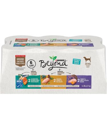 Beyond Grain Free Natural Wet Dog Food Ground Entree Variety Pack 3 Flavours - 368 g Can (6 Pack) & Superfood Blend Natural Dry Dog Food Wild Caught Salmon Egg & Pumpkin - 1.67 kg Bag Wet Dog Food + PET_FOOD 00055800330062 - Buy Online on GoSupps.com