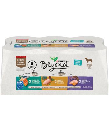 Beyond Grain Free Natural Wet Dog Food Ground Entree Variety Pack 3 Flavours - 368 g Can (6 Pack)
