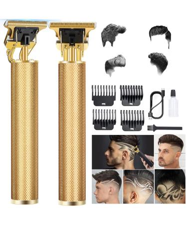 Electric Hair Clippers Men Beard Trimmer Men with USB Charging Wireless Use Professional T-Blades Long Hair Trimmer Black Gold