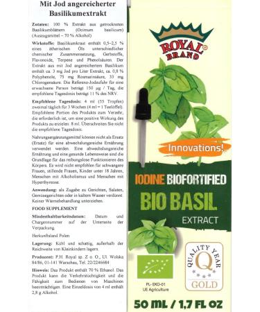 Basil extract enriched with iodine / 50 ml / 4.8 g - Buy Online on GoSupps.com