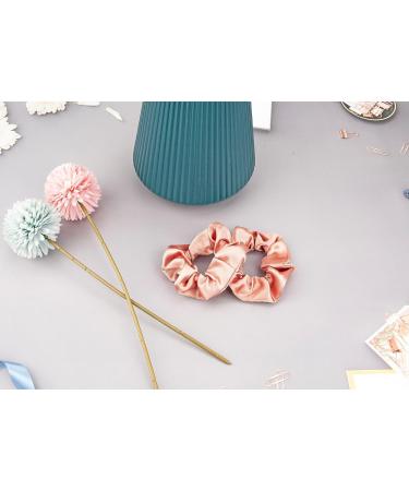 2 Pcs Silk Scrunchies for Women - Premium Satin Hair Ties in Light Brown - Buy Online on GoSupps.com