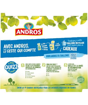  ANDROS ANDROS Recyclable Fruit Compote Pouch Apple Ideal for Children's/Babies' Snacks - Pack of 80 - Buy Online on GoSupps.com