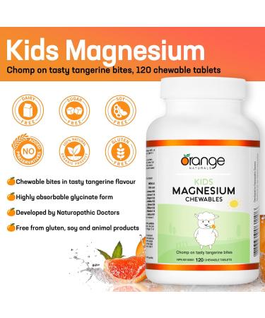 Orange Naturals - Kids Magnesium 120 Chewable Tablets - Helps in the Development and Maintenance of Bones and Teeth - Supports Proper Muscle Function and Healthy Sleep 120 count (Pack of 1) - Buy Online on GoSupps.com