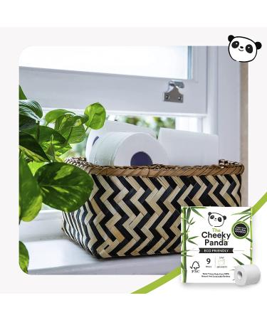 The Cheeky Panda Bamboo Toilet Tissue Paper - 9 Rolls, 3-Ply 200 Sheets, Hypoallergenic, Plastic-Free, Eco-Friendly, Super Soft & Strong - Sustainable Option - Buy Online on GoSupps.com
